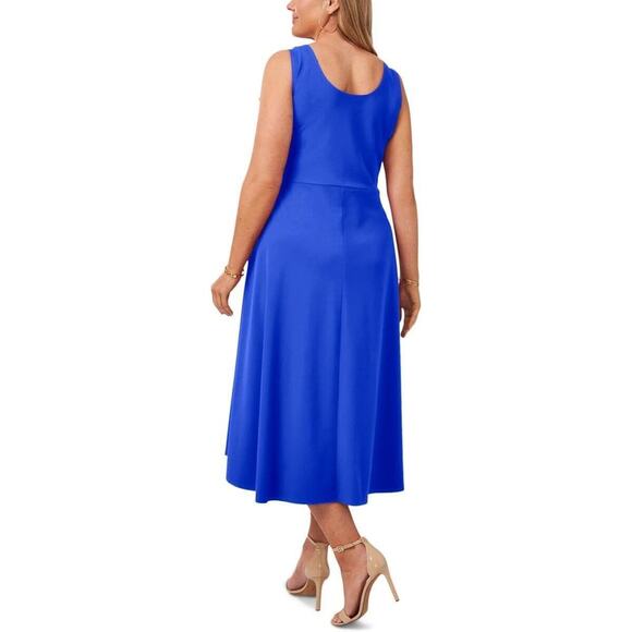 MSK Women's Plus Size Stretch Sleeveless Midi Dress, Blue Size 1X - Picture 2 of 2